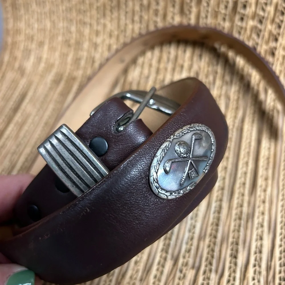Vintage Brown Leather Golf Belt